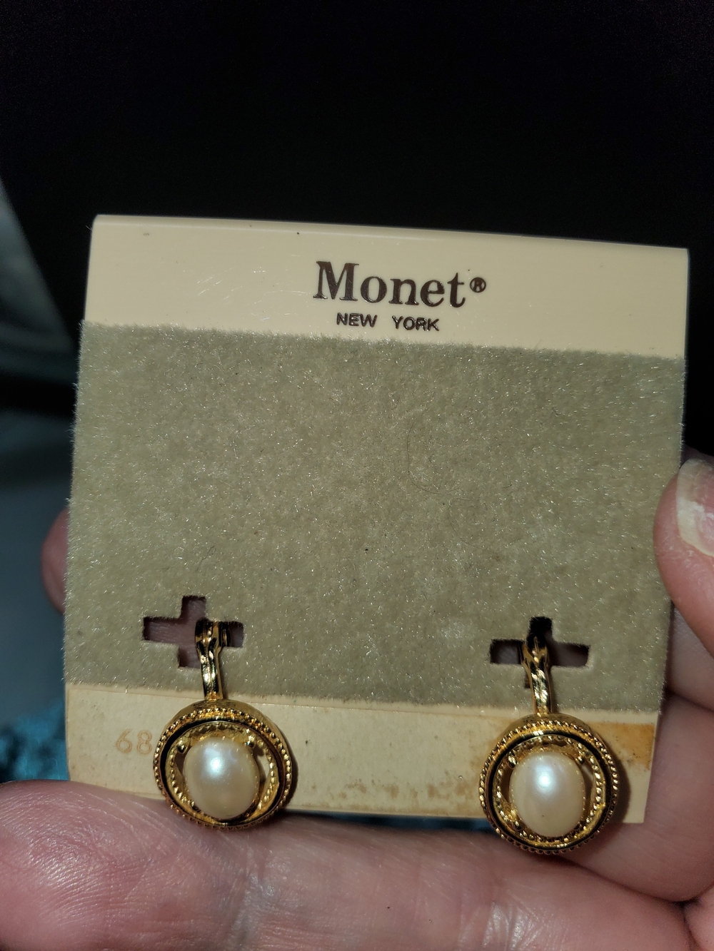 Monet Gold Pearl Drop Earrings